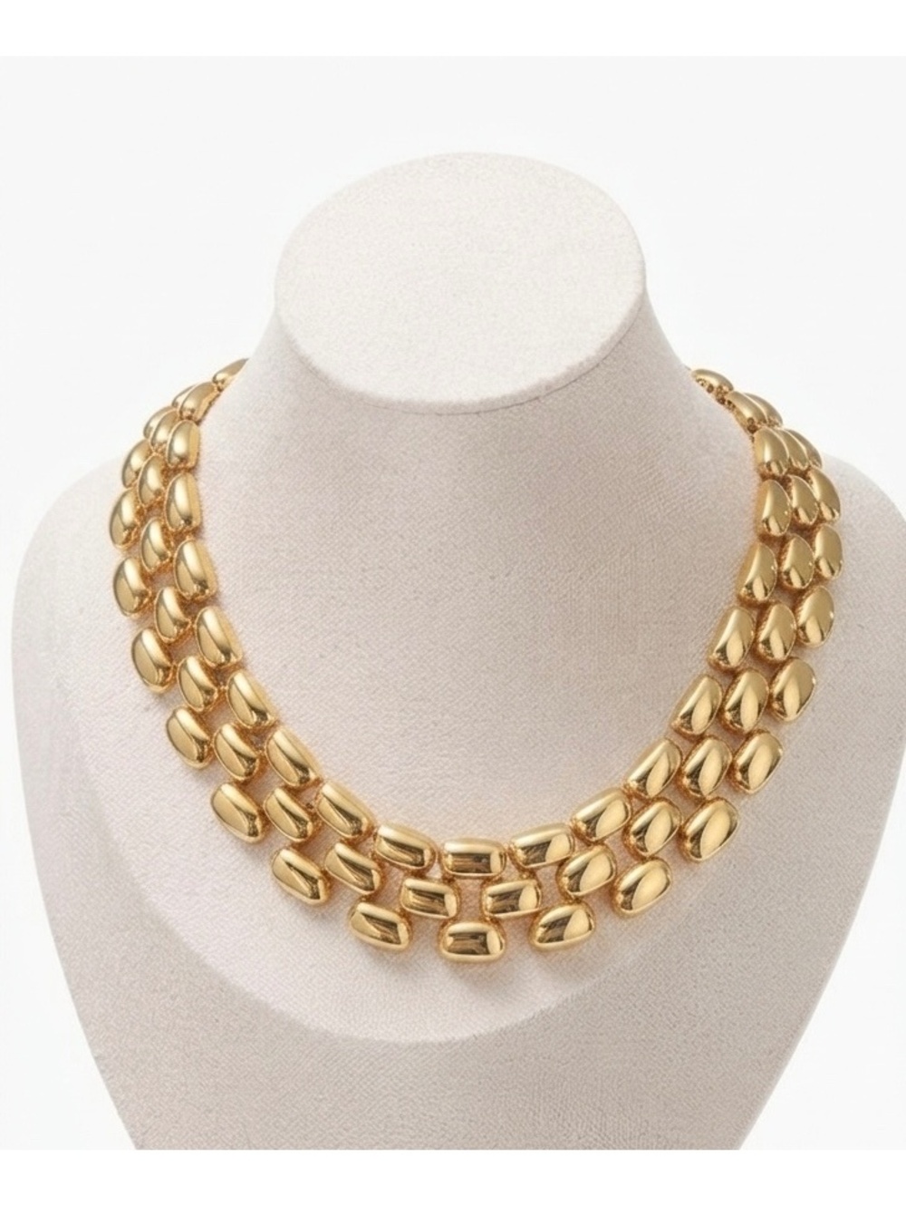 Vintage 80s Elegant Gold Tone Chunky Panther Necklace
